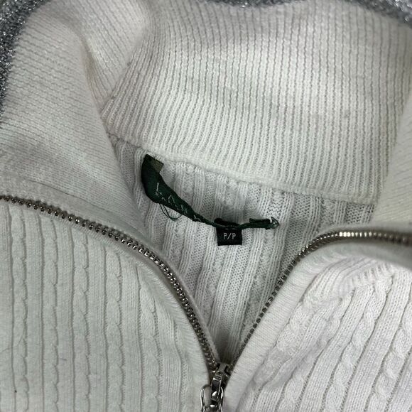 Lauren Ralph Lauren Ivory Cable-Knit Full-Zip Sweater Women's Size Petite/P - Picture 4 of 12